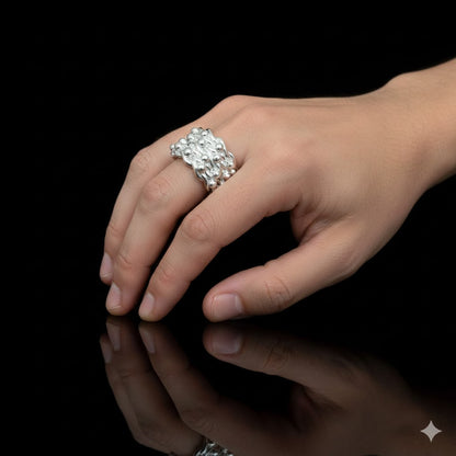 Men’s Silver 4 Row Keepers Ring