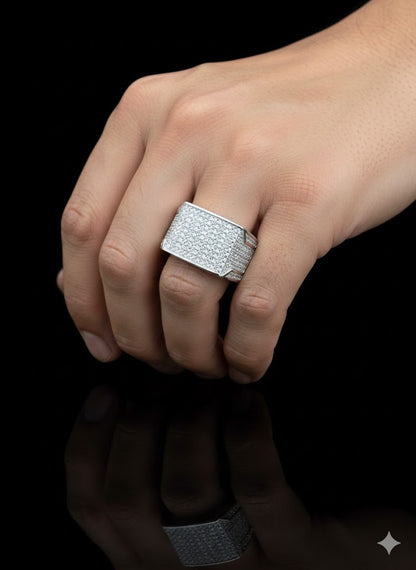 Men’s Sterling Silver Stone Set CZ Ring 12mm