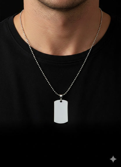 Sterling Silver Dog Tag Pendant – Free Personalized Name or Symbol Engraving