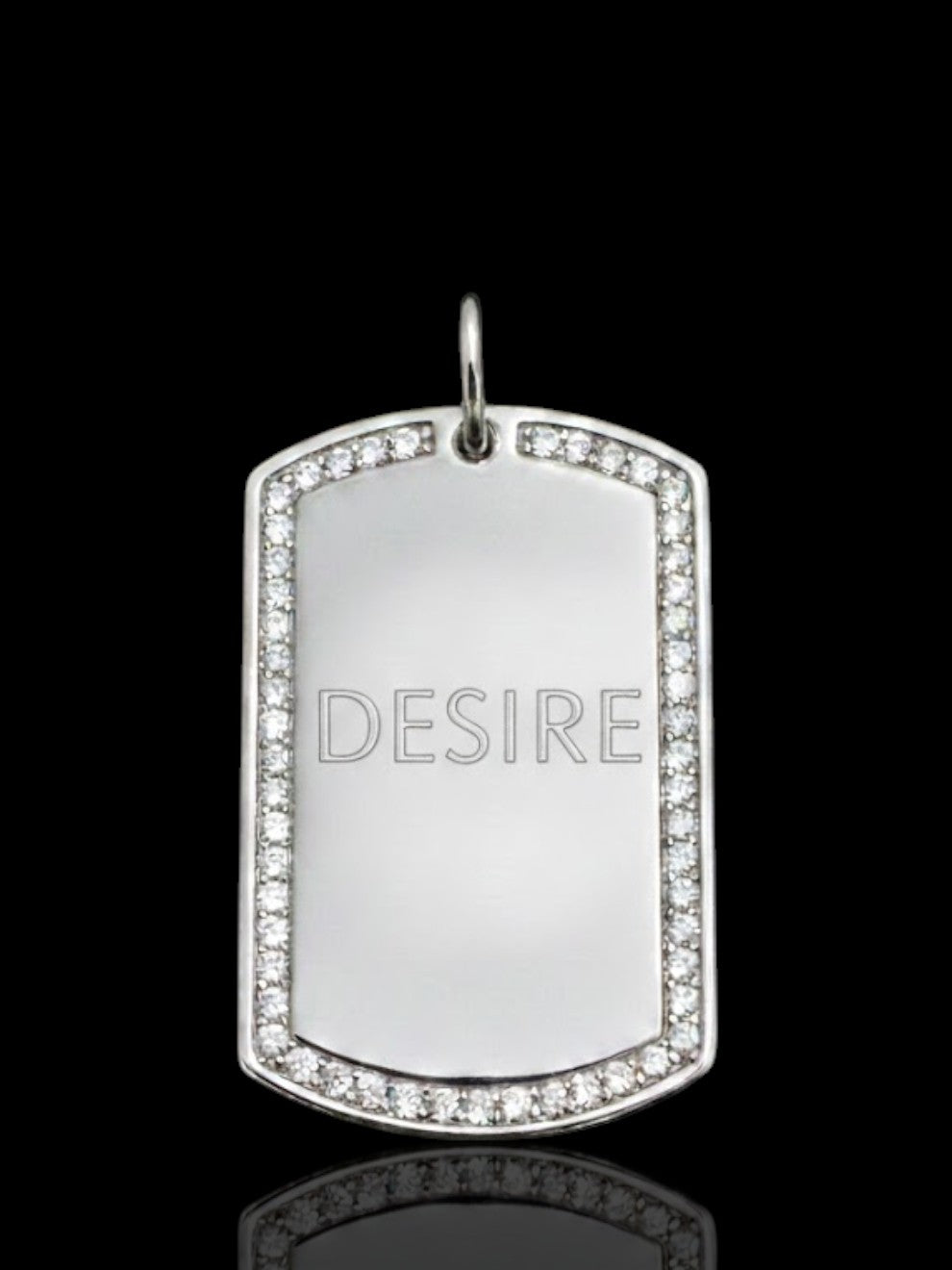 Sterling Silver Stone Dog Tag Pendant – Free Personalized Name or Symbol Engraving