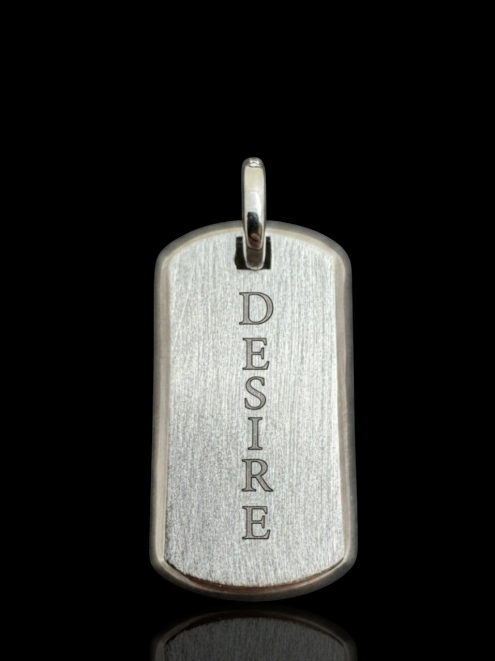 Sterling Silver Matte Dog Tag Pendant – Free Personalized Name or Symbol Engraving