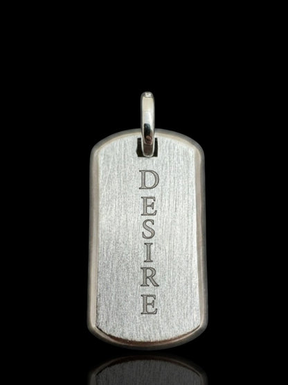 Sterling Silver Matte Dog Tag Pendant – Free Personalized Name or Symbol Engraving