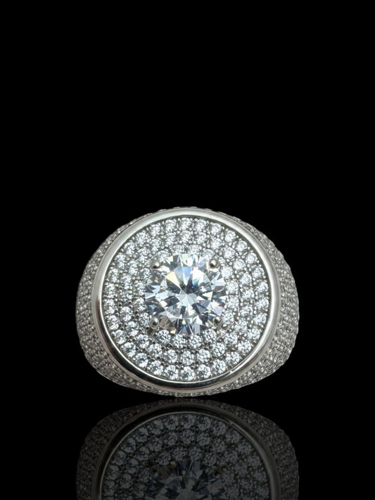 925 Sterling Silver Men’s Cluster Ring – Cubic Zirconia Iced Out Ring
