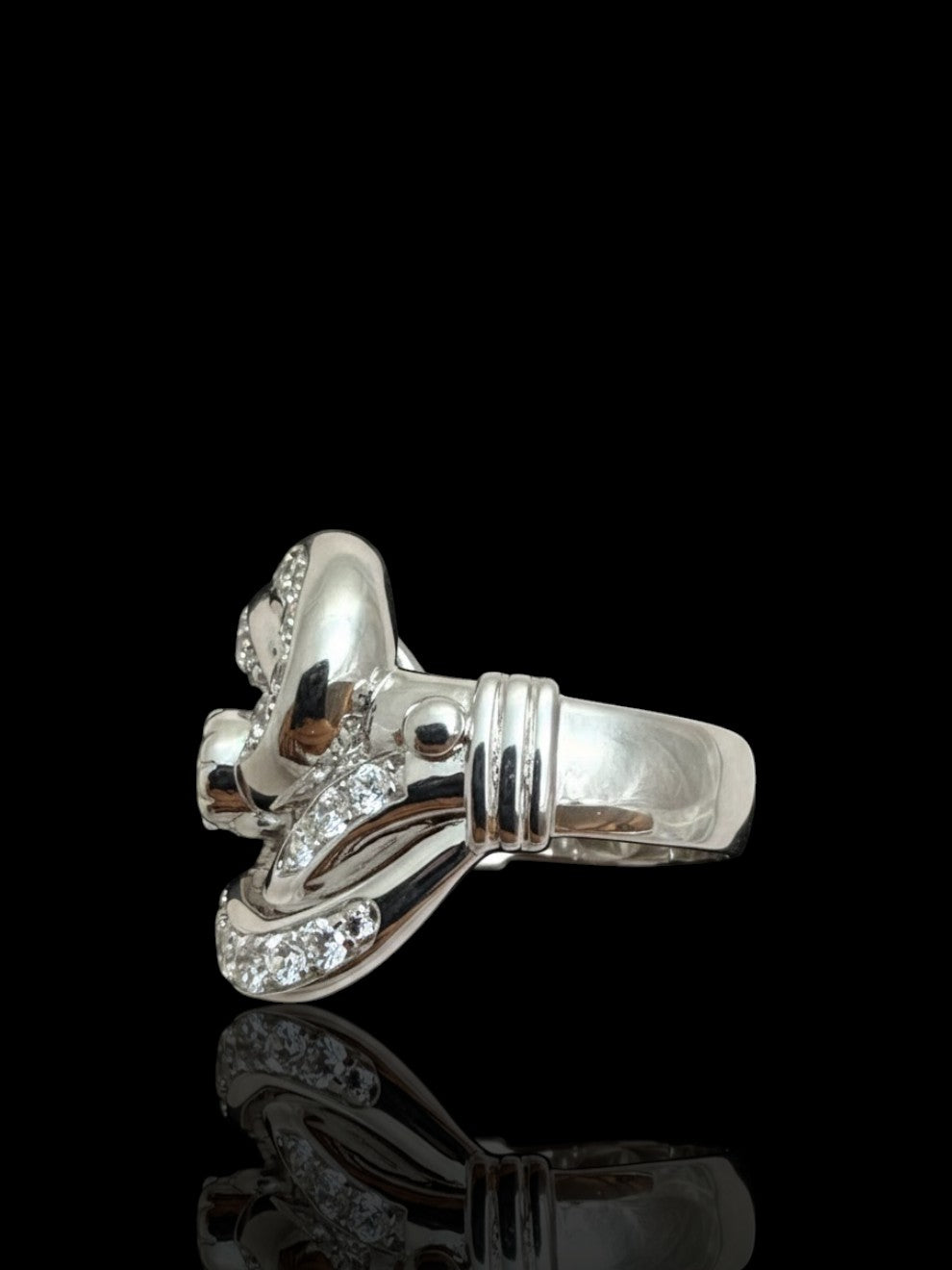 925 Sterling Silver Large CZ Knot Ring – Statement Silver Ring