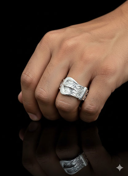 Sterling Silver Chunky Buckle Ring – Bold Statement Silver Jewelry