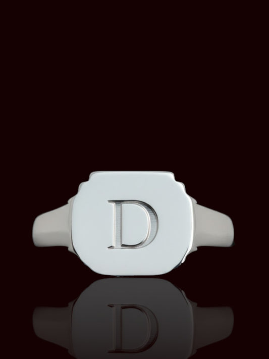 Sterling Silver Engravable Men’s Signet Ring – Free Name or Symbol Engraving