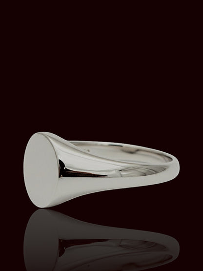 Sterling Silver Organic Oval Signet Ring – Free Personalized Name or Symbol
