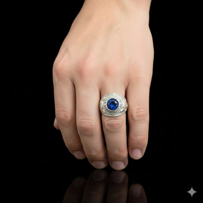 925 Sterling Silver Blue Stone Ring – Classic Statement Silver Jewelry