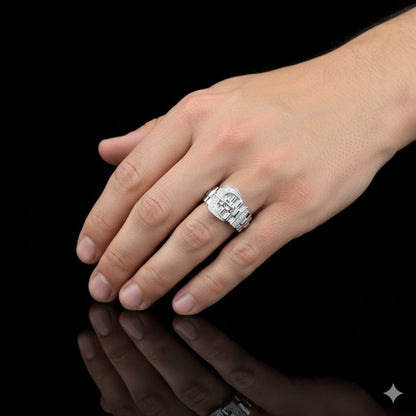 Sterling Silver CZ Stone Buckle Ring, 925 Silver Cubic Zirconia Ring