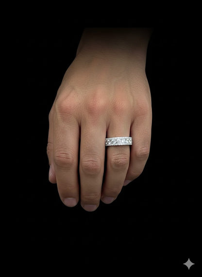 925 Sterling Silver Iced Eternity Ring – Sparkling CZ Full Band