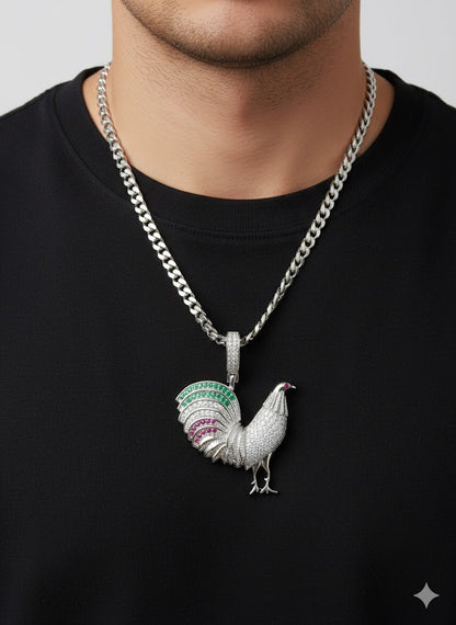 Sterling Silver Rooster Pendant – Mexican Silver Rooster Charm Necklace