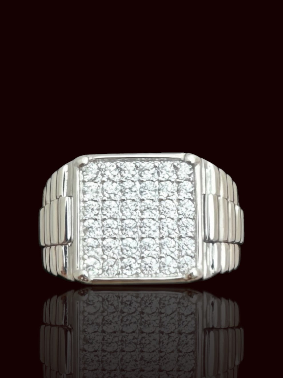 Rectangular CZ Design Silver Ring