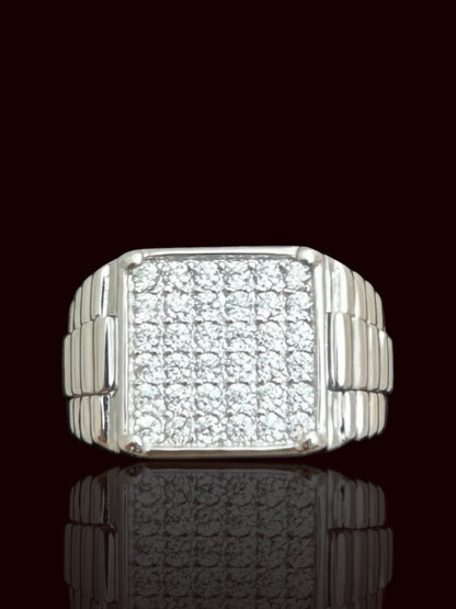 Rectangular CZ Design Silver Ring