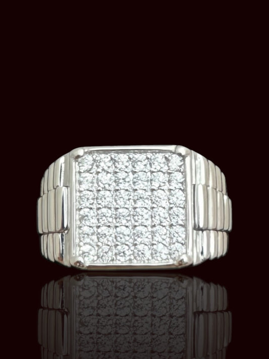 Rectangular CZ Design Silver Ring