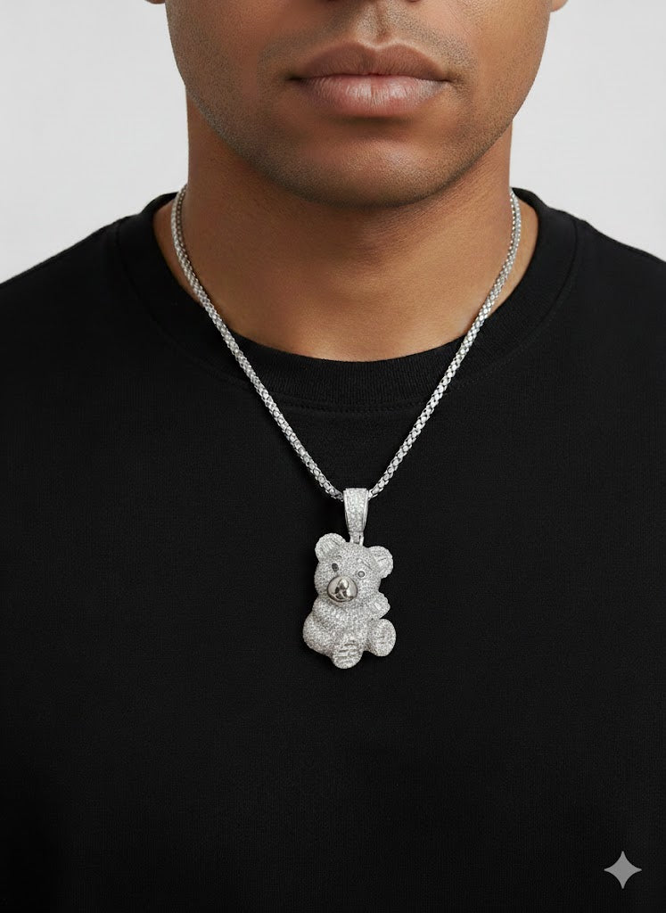 Teddy Bear Silver Pendant