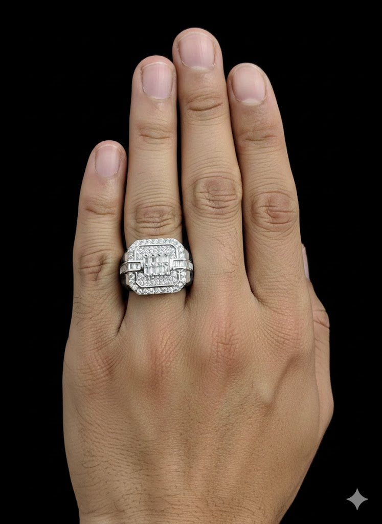 Square Cubic Zirconia Men’s Ring