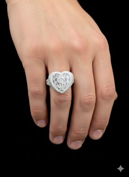 Dollar Sign Heart Men’s Silver Ring ($)