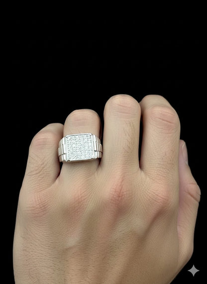 Rectangular CZ Design Silver Ring