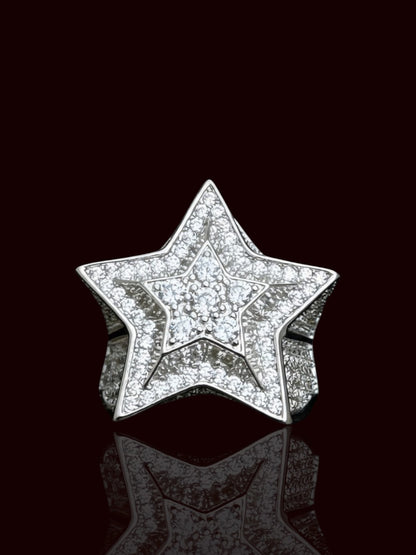 Star Pattern Men’s Silver Ring