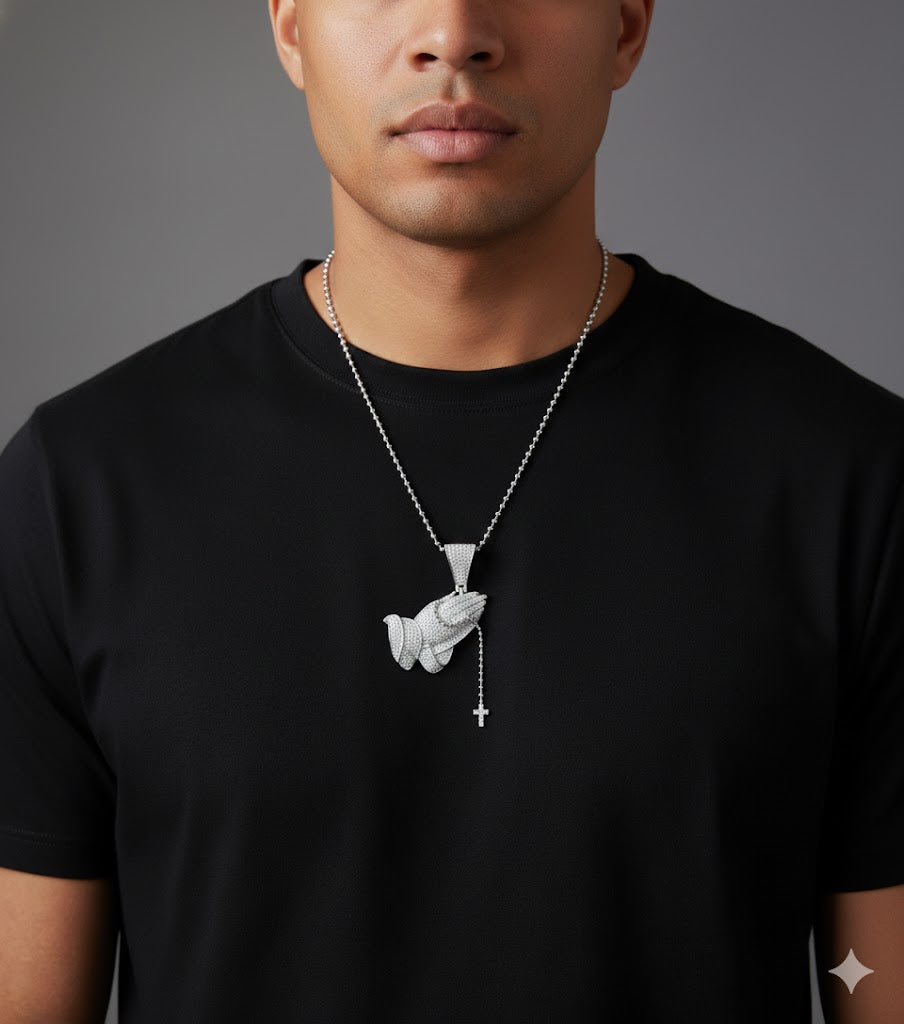 Praying Hands Silver Men’s Pendant