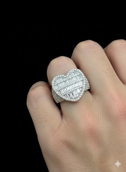 Heart Design Men’s Ring with Cubic Zirconia