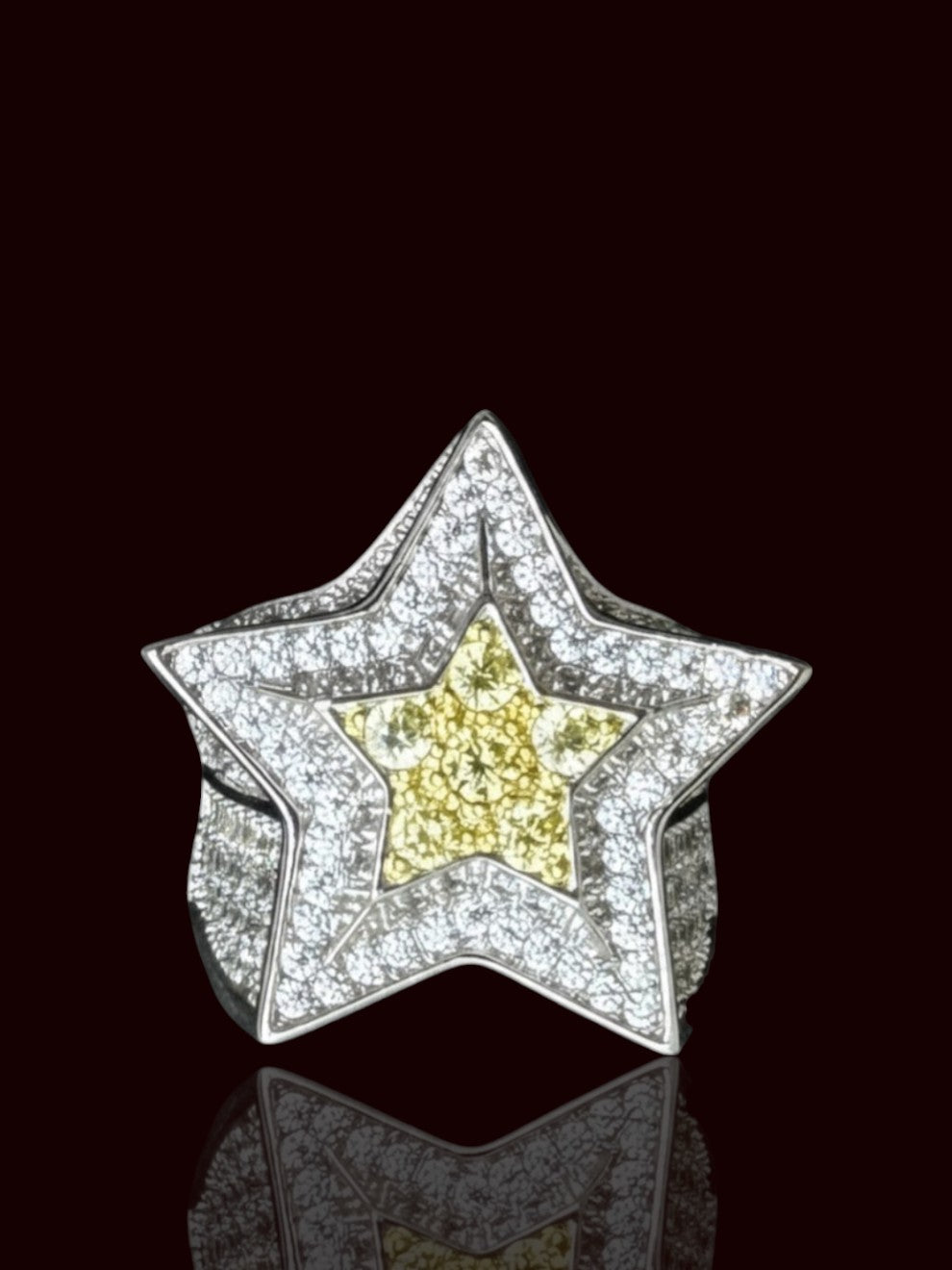 Yellow Stone Star Men’s Silver Ring
