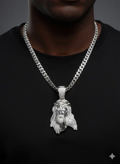Men’s Jesus (Hz. Isa) CZ Silver Pendant