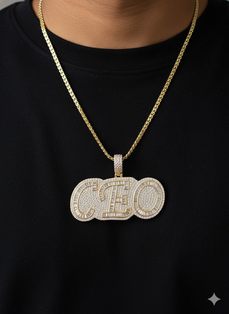Men’s “CEO” Gold-Plated Silver Pendant