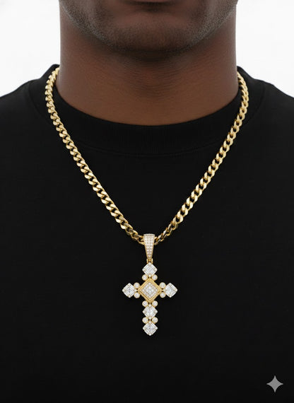 Men’s Gold-Plated Silver CZ Cross Pendant