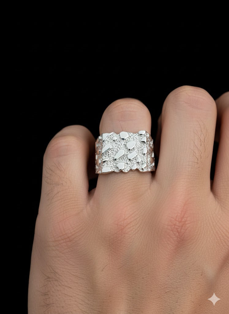 Unique Square Men’s Silver Ring