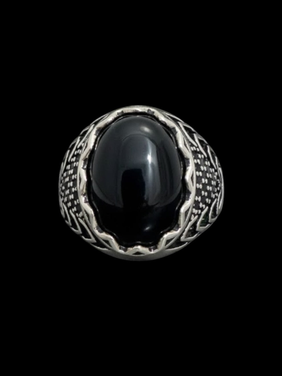 Men’s Sterling Silver Black Onyx Stone Ring