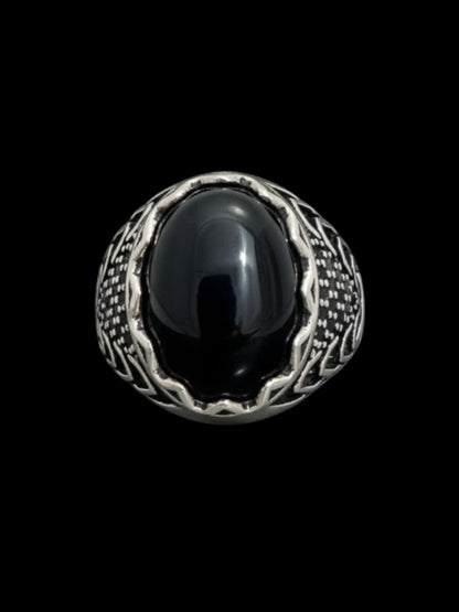 Men’s Sterling Silver Black Onyx Stone Ring
