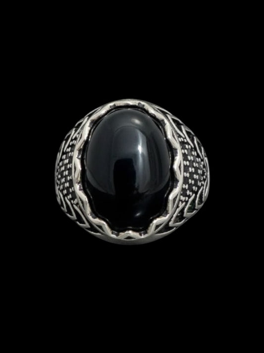 Men’s Sterling Silver Black Onyx Stone Ring