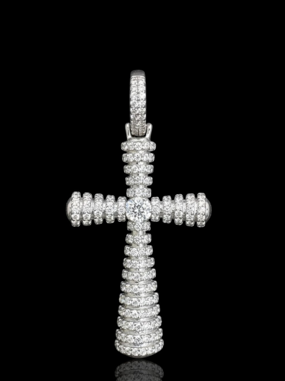 CZ Stone-Set Silver Cross Pendant