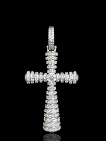 CZ Stone-Set Silver Cross Pendant