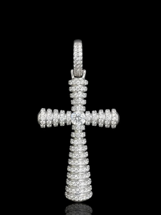 CZ Stone-Set Silver Cross Pendant