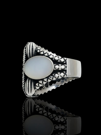 Men’s Sterling Silver Rectangular Black CZ Ring