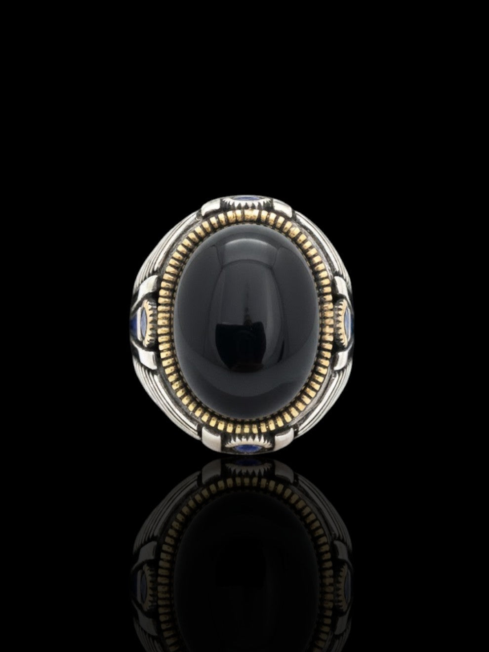 Men’s Sterling Silver Oval Onyx Ring