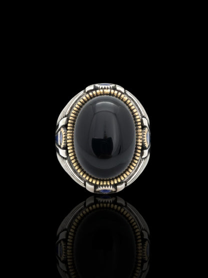 Men’s Sterling Silver Oval Onyx Ring