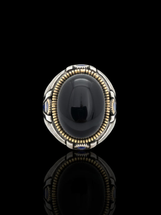 Men’s Sterling Silver Oval Onyx Ring