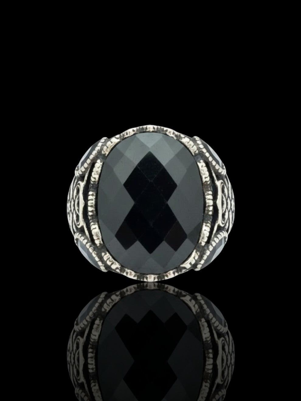 Men’s Sterling Silver Black Onyx Custom Design Ring