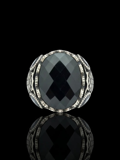 Men’s Sterling Silver Black Onyx Custom Design Ring
