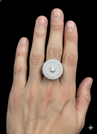 Round CZ Men’s Silver Ring