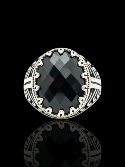 Men’s Sterling Silver Oval Onyx Ring
