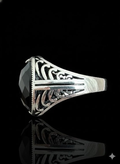 Men’s Sterling Silver Oval Onyx Ring