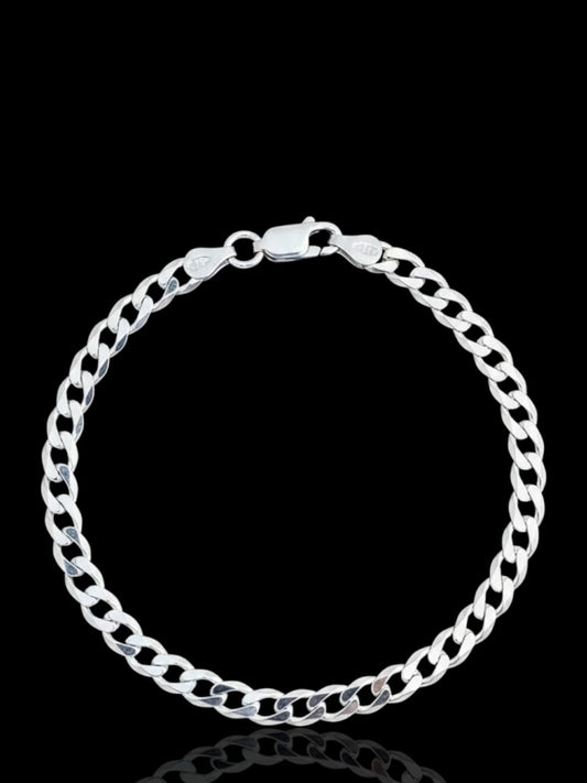 Men’s Solid Silver Curb Link Bracelet 4 mm